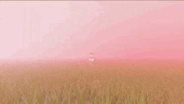 a person is standing in the middle of a field of tall grass .
