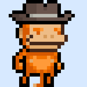 a pixel art of a monkey with a cowboy hat