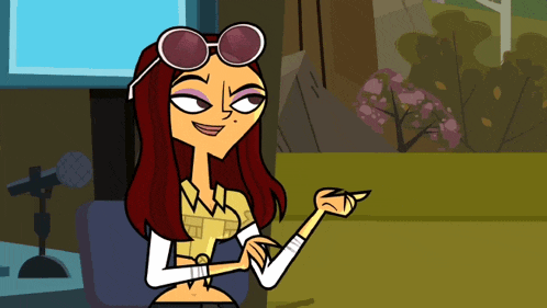 a cartoon of a woman wearing sunglasses and a shirt