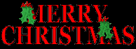 the word merry christmas is in red letters