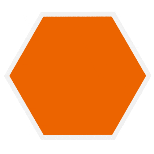 an orange hexagon on a white background