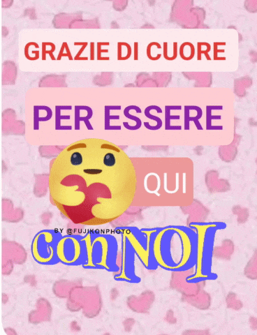 a picture of a smiley face with the words grazie di cuore per essere qui con noi