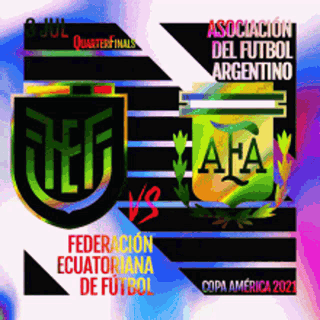 a poster for a soccer match between federacion ecuatoriana de futbol and asociacion del futbol argentina