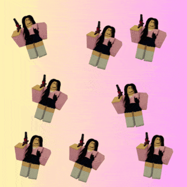 a girl in a pink top is holding a gun