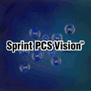 the logo for sprint pcs vision is shown on a blue background