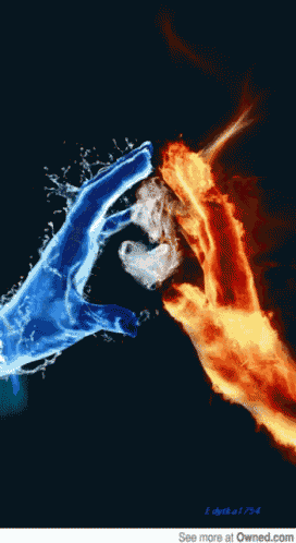 a picture of a hand made of water and fire
