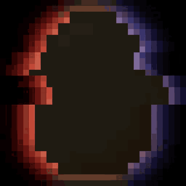 a pixel art of a black circle with a white border