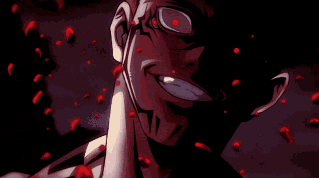 a close up of a person 's face with blood coming out of his eyes