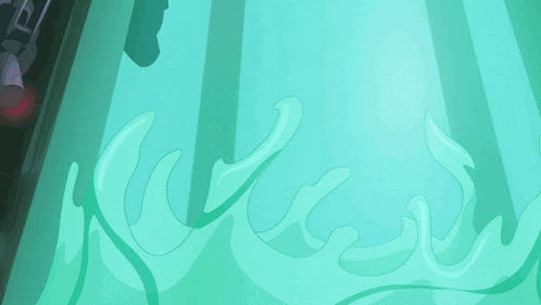 a green background with a few lines and the letter e