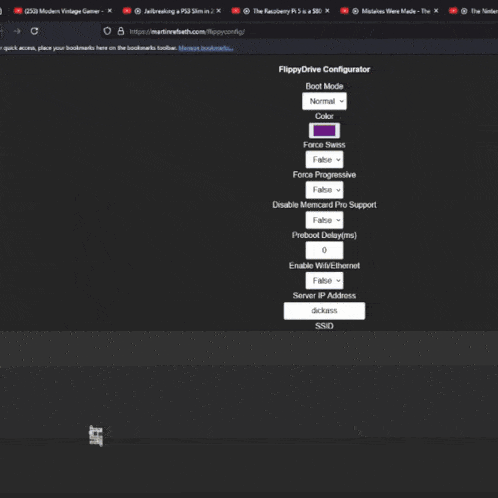 a computer screen shows a screenshot of a flippydrive configuration page