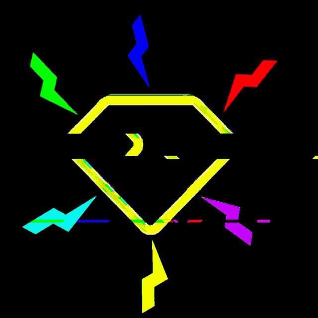 a diamond is surrounded by colorful lightning bolts