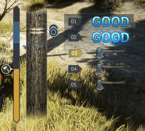 a screenshot of a game that says good good in blue letters