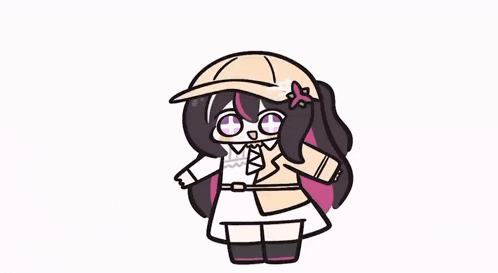 a cartoon drawing of a girl wearing a hat and a dress .