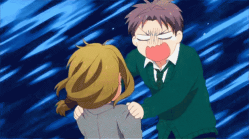 a man and a woman are standing next to each other with the man making an angry face