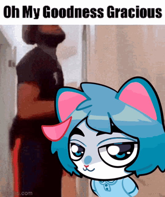 a cartoon cat with the words oh my goodness gracious above it