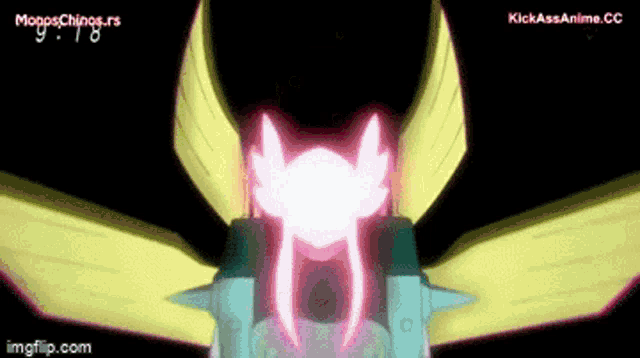 a gif of a robot with wings is being displayed on kickassanime.com