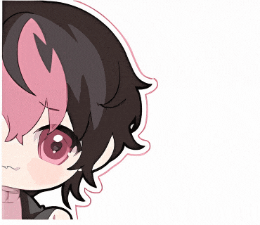 a cartoon drawing of a girl with pink hair and a speech bubble that says ' i ' on it