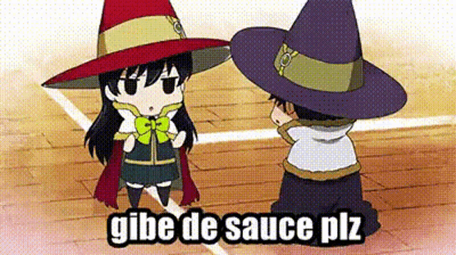 a boy and a girl in witch hats are standing next to each other on a brick sidewalk .