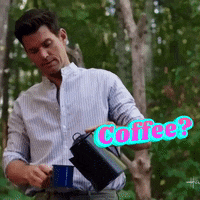 a man is pouring coffee into a cup with the words coffee written on it