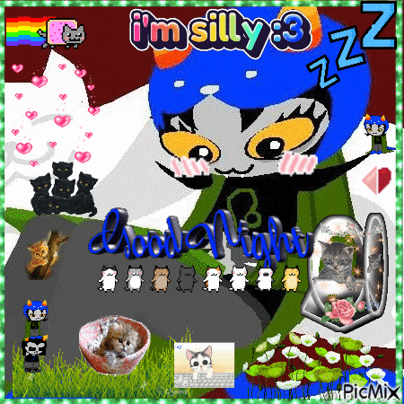 a cartoon of a cat with the words i 'm silly 3 zz