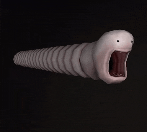 a 3d model of a worm with a big mouth