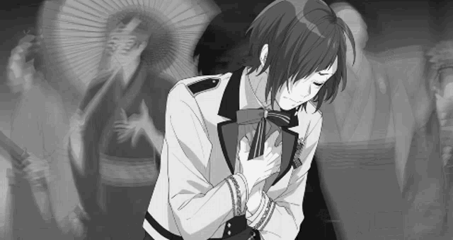 a black and white drawing of a boy with a bow tie