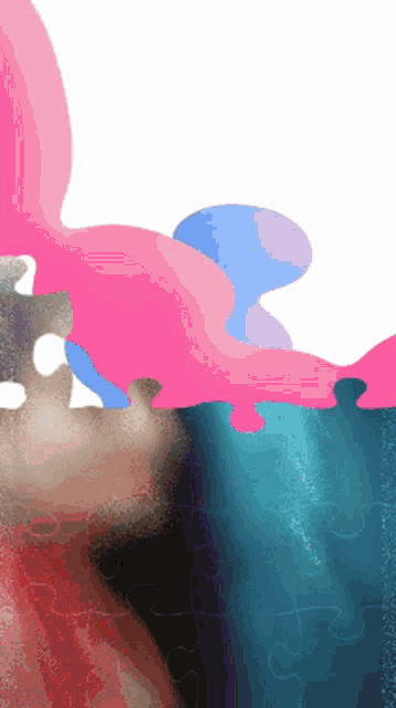 a painting of a person 's face with a puzzle piece missing