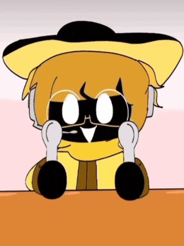 a cartoon character wearing a hat and glasses is making a face