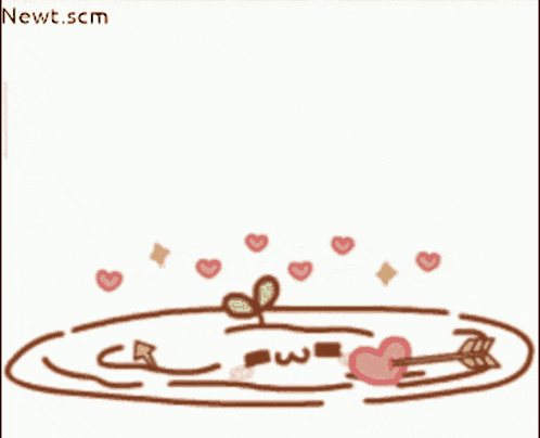 a drawing of a whale holding a heart and an arrow with the words newt.scm below it