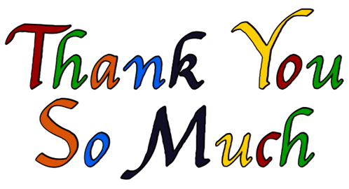 a colorful sign that says thank you so much on it