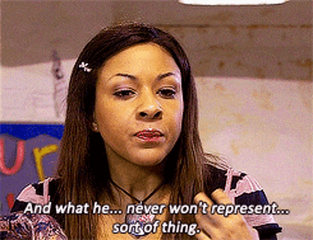 a woman is saying " and what he never won 't represent son of thing "