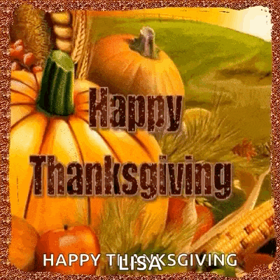 a happy thanksgiving card with pumpkins and corn on the cob .