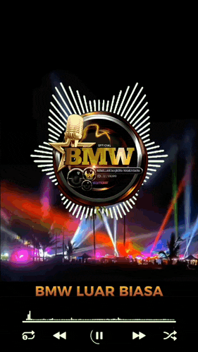a bmw logo with a microphone in the middle