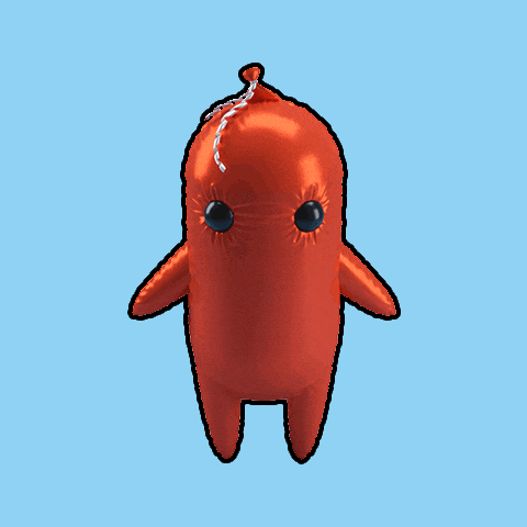 a red balloon with a string attached to it 's head