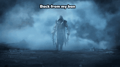 a screenshot of a video game with the words back from my ban