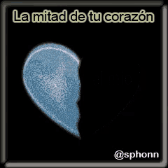 a blue and purple heart with the words la mitad de tu corazon on the bottom