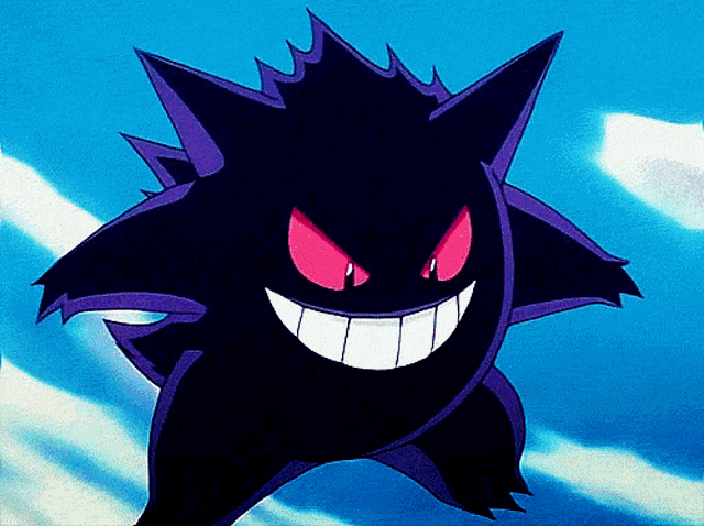 a cartoon drawing of a purple monster with red eyes