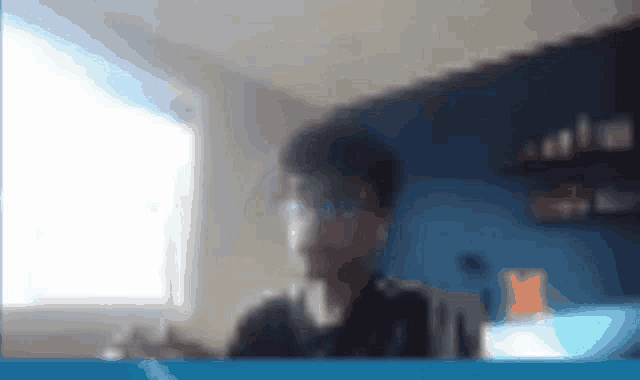 a blurry picture of a person in a room