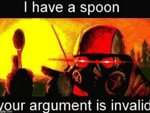 a man in a gas mask is holding a spoon in his hand .