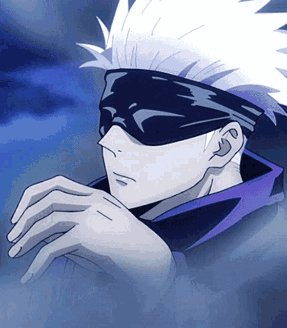 a drawing of a man wearing a blindfold