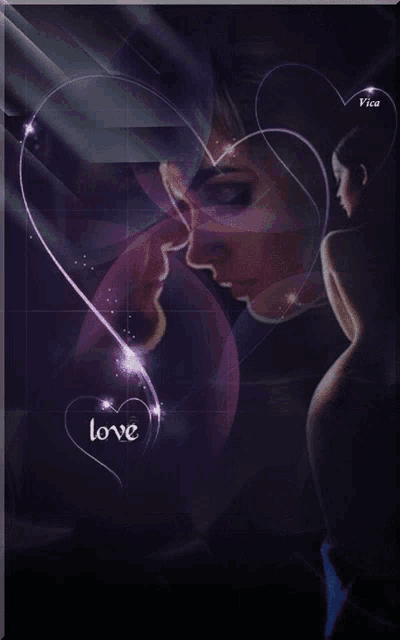 a painting of a man and a woman with the word love on the bottom