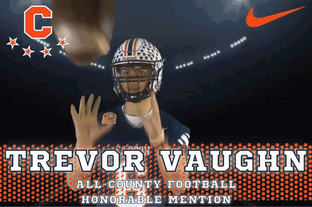 a football player named trevor vaughn is being honored