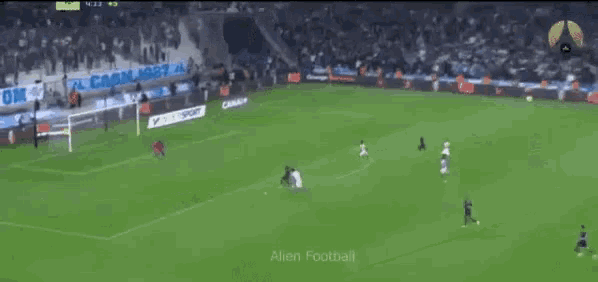 a soccer field with a banner that says club amis