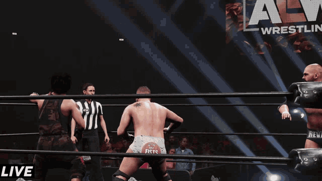 a wrestler in a ring with the word live on the bottom left