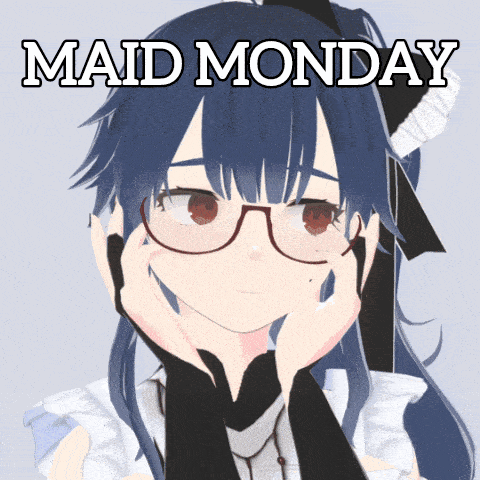 a girl with glasses and the words maid monday