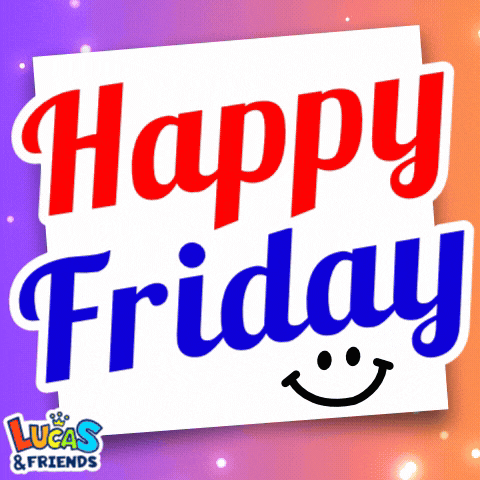 a sign that says happy friday with a smiley face on it