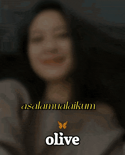 a blurred image of a woman with the word olive on the bottom right