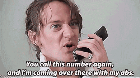 a man is talking on a cell phone and saying you call this number again