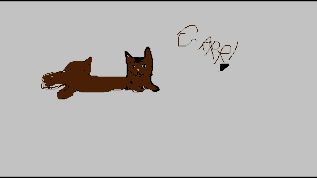 a drawing of a cat laying down with the word carey below it
