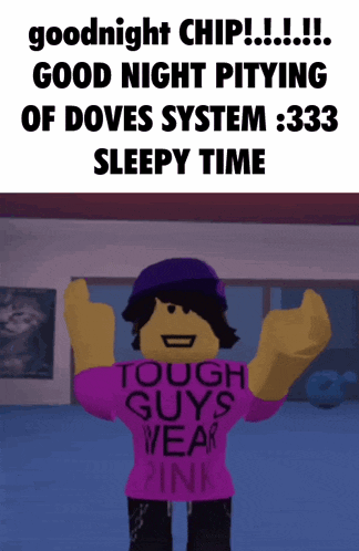 a cartoon character is wearing a pink shirt that says tough guys wear pink